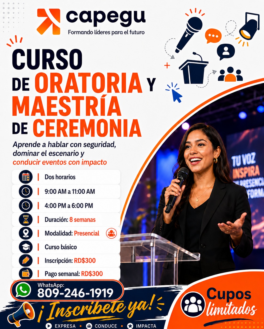 Curso de Oratoria y maestria de ceremonia